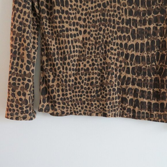 MAJESTIC FILATURES Soft Touch Long Sleeve Crewneck T Shirt Leopard Print Sz 2 - Picture 5 of 12